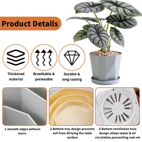 Plastic Flower Pot with Tray